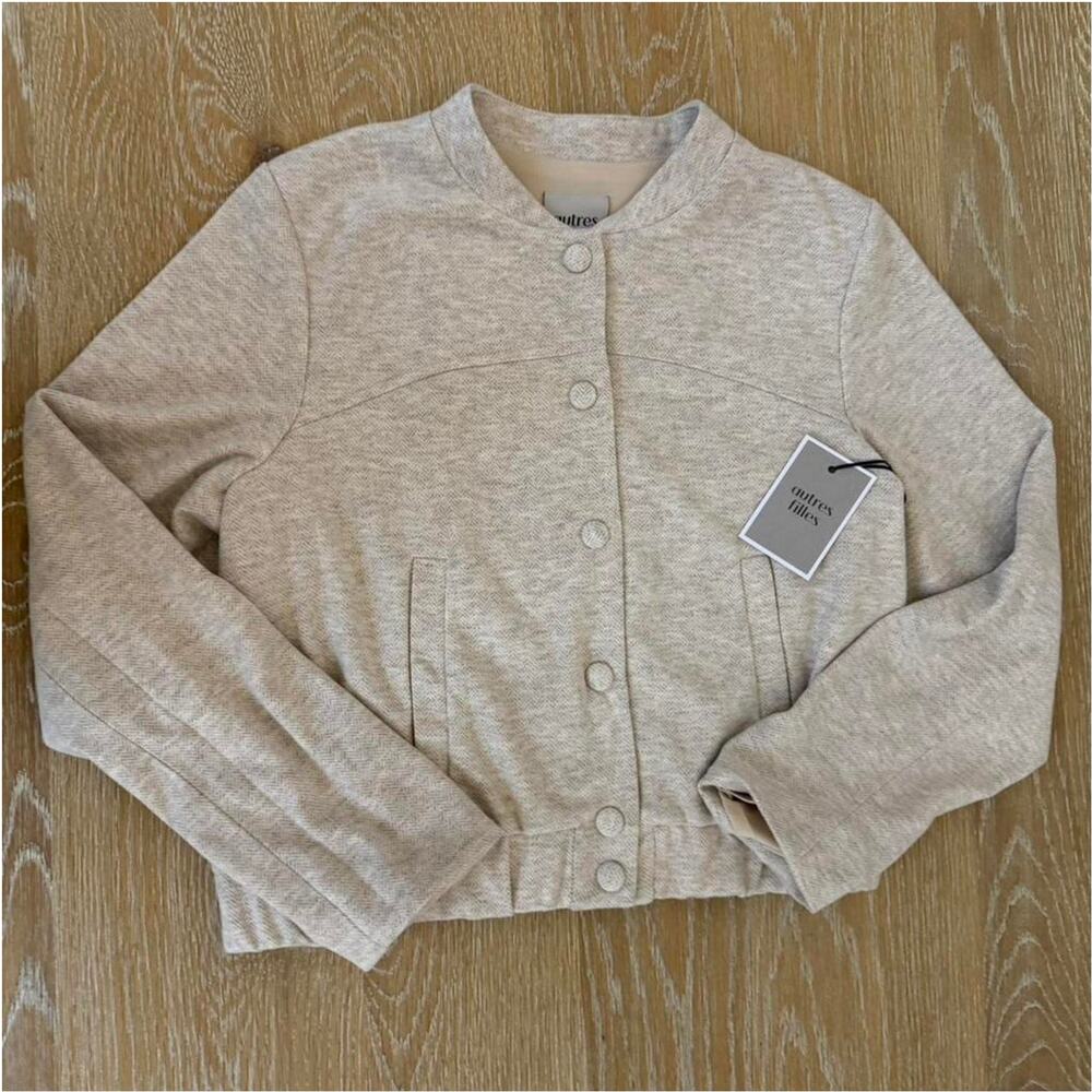 Autres Filles NEW Soft Heather Brown Snap Closure Lightweight Jacket, Med